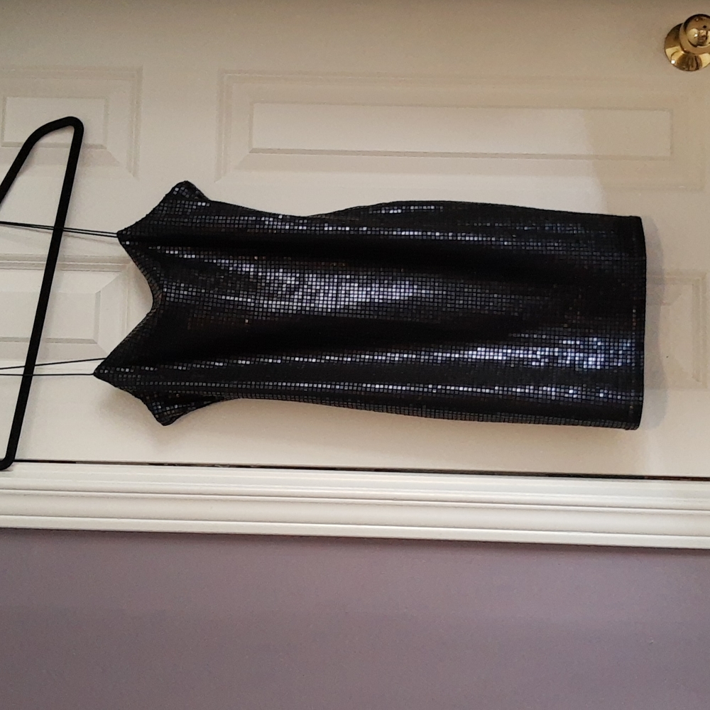 Topshop Black tile sequin dress